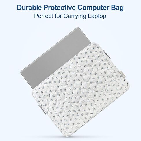 MOSISO 13-14 inch Laptop Case, 13.3 inch Puffy Laptop Sleeve Compatible with MacBook Air 13.6 M4 M3 M2 M1/Pro 13/Pro 14, HP Dell ASUS Lenovo,Square Quilted Carrying Bag&Small Case,Charming Blue Floral in Saudi Arabia