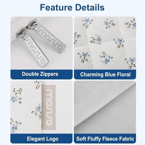 MOSISO 13-14 inch Laptop Case, 13.3 inch Puffy Laptop Sleeve Compatible with MacBook Air 13.6 M4 M3 M2 M1/Pro 13/Pro 14, HP Dell ASUS Lenovo,Square Quilted Carrying Bag&Small Case,Charming Blue Floral in Saudi Arabia
