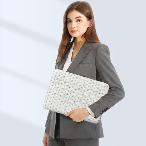 MOSISO 13-14 inch Laptop Case, 13.3 inch Puffy Laptop Sleeve Compatible with MacBook Air 13.6 M4 M3 M2 M1/Pro 13/Pro 14, HP Dell ASUS Lenovo,Square Quilted Carrying Bag&Small Case,Charming Blue Floral in Saudi Arabia
