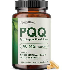 PQQ Supplement 20mg | Mitochondrial Biogenesis & Energy Optimizer With CoQ10 & Vitamin B12 | Supports Brain Health & Mitochondria Production | Ultra PQQ Formula | Vegan, Gluten-Free | 60 Capsules in Kuwait