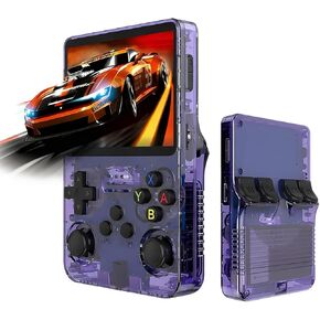 Retro Game Console R36S Handheld Game Console with 64GB Preloaded Games, Save/Load Function, 3.5" HD IPS Screen, Portable Emulator Console for Family, Adults & Nostalgic Players (Purple R36s 3.5") in Saudi Arabia