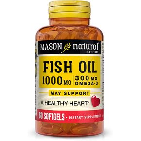 MASON NATURAL Fish Oil 1,000 mg with 300 mg Omega-3, Healthy Heart, Supports Circulatory Function, Improved Cardiovascular Health, 200 Softgels in Kuwait
