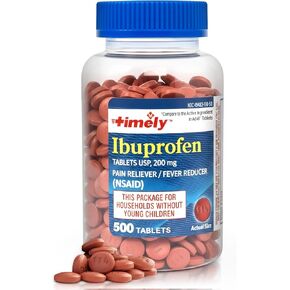 Timely - Ibuprofen 200mg - 1000 Tablets - Compared to Advil Tablets - Pain Relief Tablets and Fever Reducer for Adults - for Headache Relief, Menstrual Pain, Tooth and Muscular Aches in Kuwait