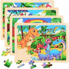 4 Packs 24 PCs Wooden Puzzles for Kids Ages 3-5, Montessori Toddler Jigsaw Puzzles, Preschool Educational Toys Gifts for Children Ages 4-8, Puzzles Boards Toys Gifts for 3 4 5 6 7 8 9 Boys Girls in Saudi Arabia