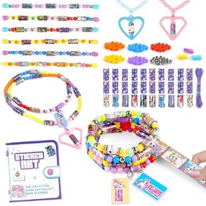 Plunack 960pcs مقاوم للماء وقابل للارتداء ومشاركة للأطفال ، سوار مع كتاب جمع الملصقات ، ملصقات حرفية ممتعة هدية عيد ميلاد الفتيات ، مجموعة أساور لصنع المجوهرات للأعمار 5 6 7 8 in Kuwait