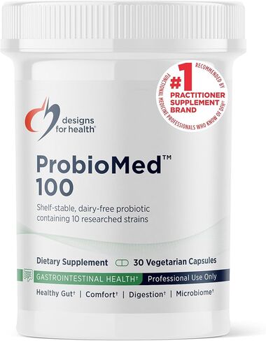 Designs for Health ProbioMed 100 Probiotics for Digestive Health - 10 Strains with Lactobacillus acidophilus Probiotic + Lactobacillus rhamnosus - Gut Health + Immune Support Supplement (30 Caps) in Saudi Arabia
