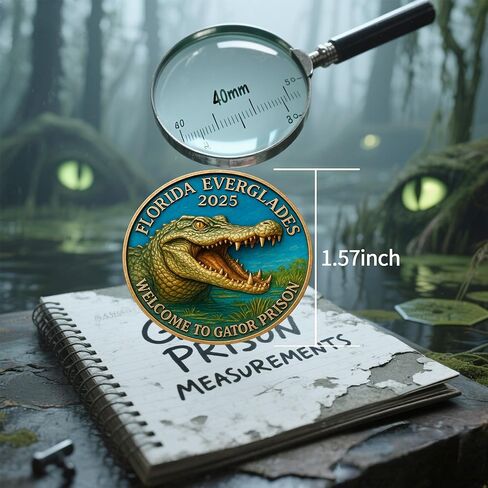 عملة التمساح Alcatraz - سجن التمساح المضحك الذي يمكن تحصيله من جزيرة Devil Gator - عملة التحدي التذكارية لفلوريدا إيفرجليدز لعام 2025 - هدية فكاهة المستنقع لمحبي فلوريدا الفولكلوري (قطعة واحدة) (قطعة واحدة) in Kuwait