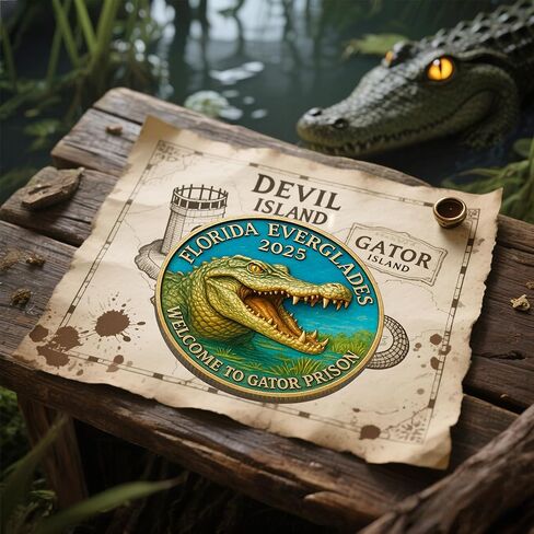 عملة التمساح Alcatraz - سجن التمساح المضحك الذي يمكن تحصيله من جزيرة Devil Gator - عملة التحدي التذكارية لفلوريدا إيفرجليدز لعام 2025 - هدية فكاهة المستنقع لمحبي فلوريدا الفولكلوري (قطعة واحدة) (قطعة واحدة) in Kuwait