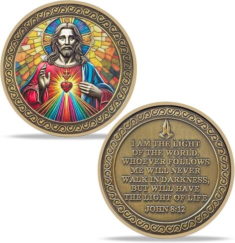 God’s Heart Men's Christian Religious Coin Gifts | Religious Token with Engraved Serenity Prayer | Christian Challenge Coin for Men Women Faith-Based Gifts | Bible Verses Coins Good Luck Gifts in Saudi Arabia