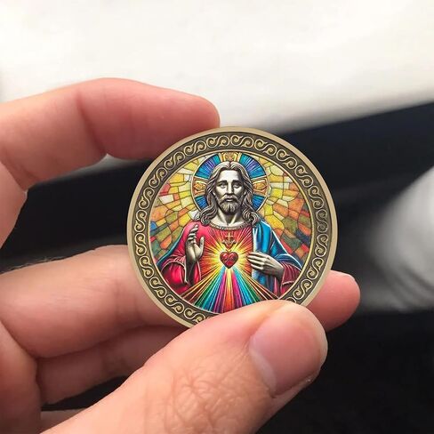 God’s Heart Men's Christian Religious Coin Gifts | Religious Token with Engraved Serenity Prayer | Christian Challenge Coin for Men Women Faith-Based Gifts | Bible Verses Coins Good Luck Gifts in Saudi Arabia