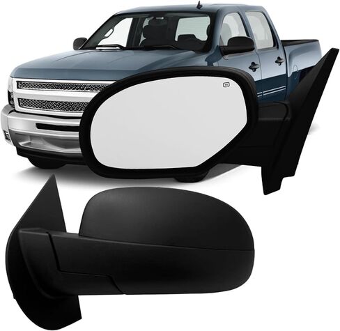Passenger Side Mirror Compatible With 2007-2013 Chevy Avalanche Silverado Suburban Tahoe GMC Sierra Yukon With Heated Power Glass Turn Signal Puddle Light Power Folding Chrome in Saudi Arabia