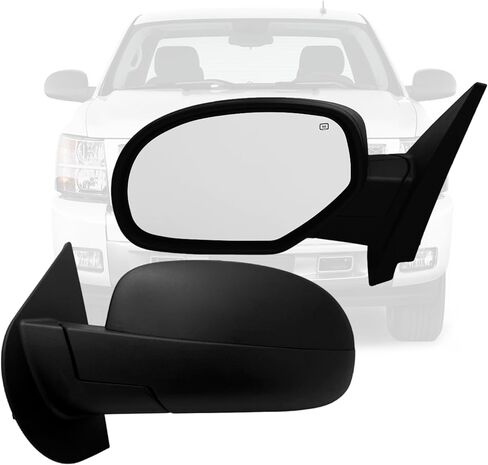 Passenger Side Mirror Compatible With 2007-2013 Chevy Avalanche Silverado Suburban Tahoe GMC Sierra Yukon With Heated Power Glass Turn Signal Puddle Light Power Folding Chrome in Saudi Arabia