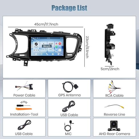 Roinvou 2+64G Android 9" Touch Screen for Kia Optima K5 2014-2015 with Wireless CarPlay Android Auto WiFi Bluetooth GPS Navigation FM RDS Radio Backup Camera in Kuwait