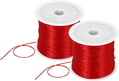 DMiotech 2 Rolls Elastic String for Bracelets, 1mm Stretch Bead Cord for Jewelry Making, Necklaces and Bracelet Making Red, 100m in Saudi Arabia