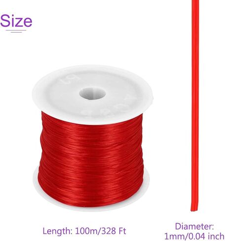 DMiotech 2 Rolls Elastic String for Bracelets, 1mm Stretch Bead Cord for Jewelry Making, Necklaces and Bracelet Making Red, 100m in Saudi Arabia