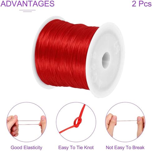 DMiotech 2 Rolls Elastic String for Bracelets, 1mm Stretch Bead Cord for Jewelry Making, Necklaces and Bracelet Making Red, 100m in Saudi Arabia