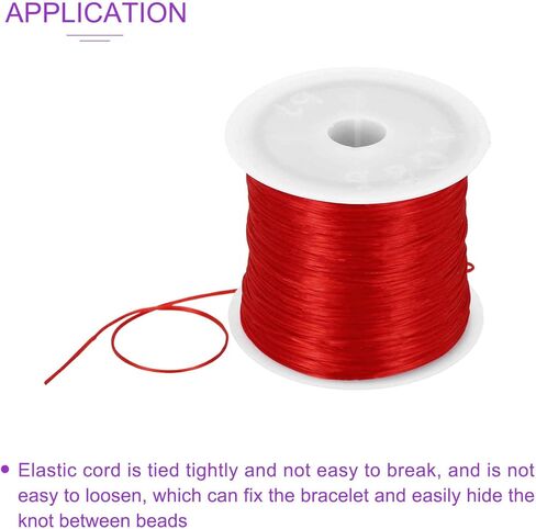 DMiotech 2 Rolls Elastic String for Bracelets, 1mm Stretch Bead Cord for Jewelry Making, Necklaces and Bracelet Making Red, 100m in Saudi Arabia