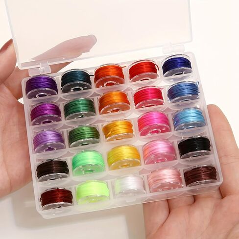 25 Colors Elastic Cord Beading Wire String, 0.8mm Thickness, Assorted Colors Suitable for Bracelets, Necklaces, Jewelry Making- Bouncy and Durable with Transparent Storage Box in Saudi Arabia