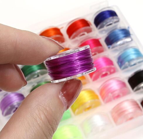 25 Colors Elastic Cord Beading Wire String, 0.8mm Thickness, Assorted Colors Suitable for Bracelets, Necklaces, Jewelry Making- Bouncy and Durable with Transparent Storage Box in Saudi Arabia