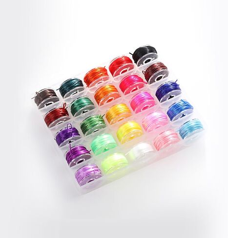 25 Colors Elastic Cord Beading Wire String, 0.8mm Thickness, Assorted Colors Suitable for Bracelets, Necklaces, Jewelry Making- Bouncy and Durable with Transparent Storage Box in Saudi Arabia