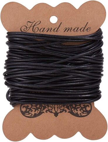 Pandahall 11Yards/10M 1mm Cowhide Genuine Leather Cord Round Thread Thong String Black for Jewelry Bracelet Necklace Making Leather Craft Supplies in Saudi Arabia