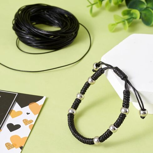 Pandahall 11Yards/10M 1mm Cowhide Genuine Leather Cord Round Thread Thong String Black for Jewelry Bracelet Necklace Making Leather Craft Supplies in Saudi Arabia