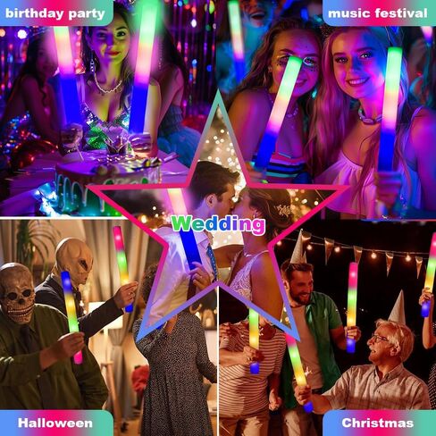 70PCS Light Up Foam Sticks,LED Glow Sticks Bulk Party Pack with 3 Modes Colorful Flashing,Glow in The Dark Party Supplies,Glow Sticks Bulk for Wedding,Halloween,Birthday,July 4th,Concert in Saudi Arabia