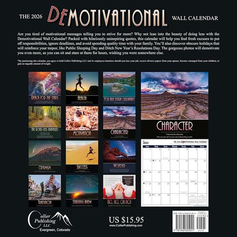 The 2026 Demotivational Wall Calendar (A funny, uninspirational, and humorous 12"x24" (open) monthly calendar. Makes a great gag gift/white elephant present) in Saudi Arabia