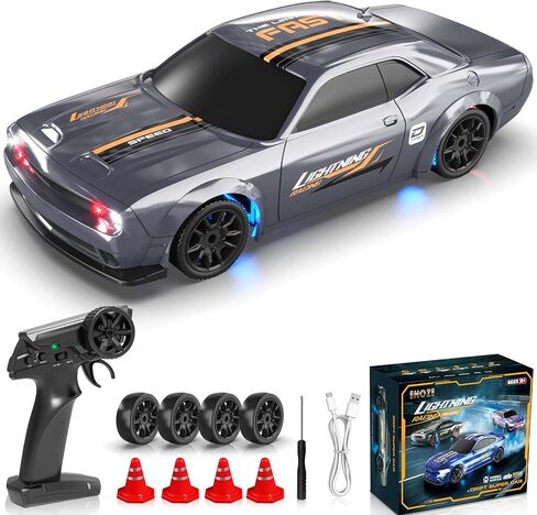 سيارة انجراف RC بمقياس 1/43 سيارات انجراف صغيرة تعمل بالتحكم عن بعد مع جيروسكوب، سيارة دفع رباعي كاملة النسبية عالية السرعة بجهاز تحكم عن بعد مع أضواء LED وسيارات سباق هواية الإطارات المنجرفة للأطفال الأولاد والبنات، أرجواني in Kuwait
