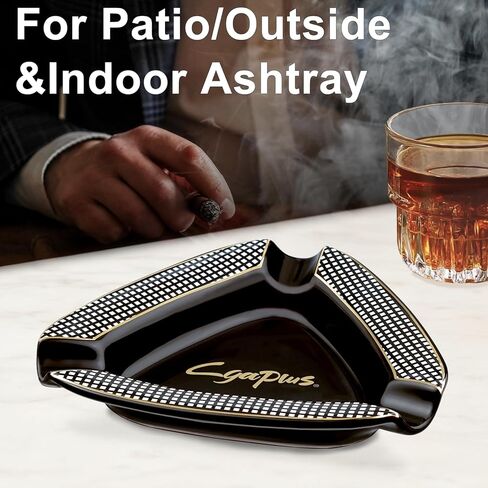 منفضة سجائر سيجار مثلثة - منفضة سجائر سيجار كبيرة للراحة في الهواء الطلق للفناء/الخارج/منفضة سجائر داخلية (أصفر) in Kuwait