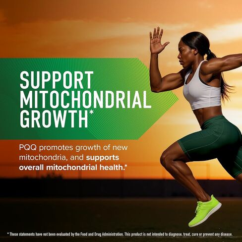 PQQ Supplement 20mg | Mitochondrial Biogenesis & Energy Optimizer With CoQ10 & Vitamin B12 | Supports Brain Health & Mitochondria Production | Ultra PQQ Formula | Vegan, Gluten-Free | 60 Capsules in Kuwait