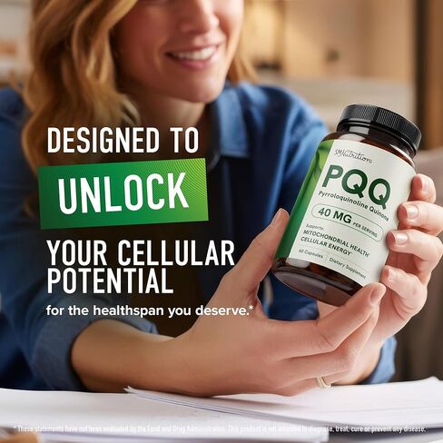 PQQ Supplement 20mg | Mitochondrial Biogenesis & Energy Optimizer With CoQ10 & Vitamin B12 | Supports Brain Health & Mitochondria Production | Ultra PQQ Formula | Vegan, Gluten-Free | 60 Capsules in Kuwait