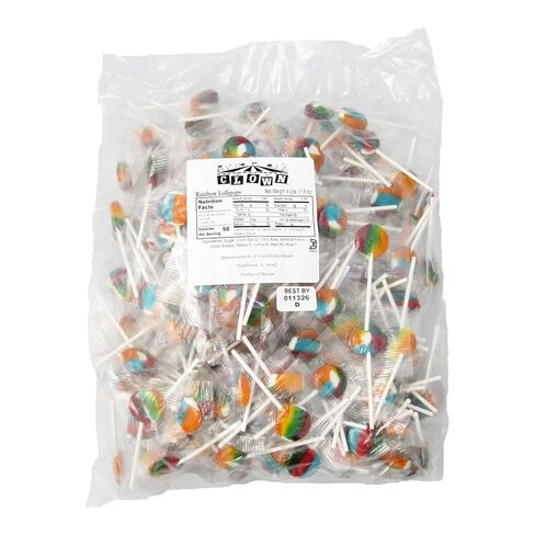 Clown Global Brands Rainbow Lollipops | 1,170 Count Bag | Gluten Free | Tutti Frutti Flavor | Great for Kids Parties in Saudi Arabia