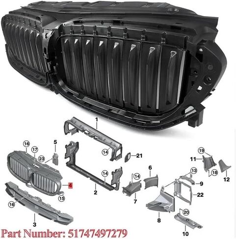 Front Grill Mesh Car Front Upper Radiator Grille Active Air Shutter For G30 2017-2020 51747497279 in Saudi Arabia