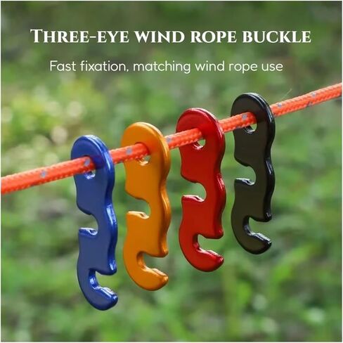 guyline tensioner 30-Piece Camping Tent Rope Hook Aluminum Alloy Fastener Set Outdoor Waterproof Cloth Fastening Accessories for Camping, Hiking, Backpacking Ultralight Tent S(Black 10pcs) in Saudi Arabia