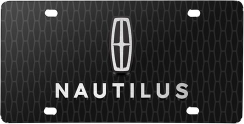 iPick Image for Lincoln Nautilus 3D Logo on Front Grill Pattern Black Acrylic License Plate - Official Licensed in Saudi Arabia
