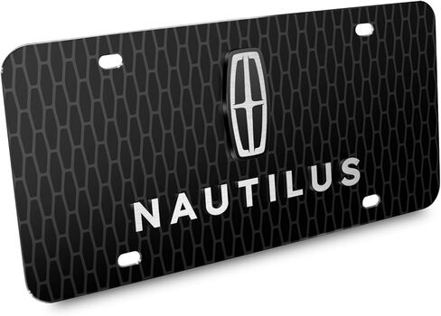iPick Image for Lincoln Nautilus 3D Logo on Front Grill Pattern Black Acrylic License Plate - Official Licensed in Saudi Arabia
