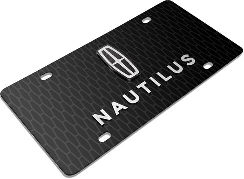 iPick Image for Lincoln Nautilus 3D Logo on Front Grill Pattern Black Acrylic License Plate - Official Licensed in Saudi Arabia