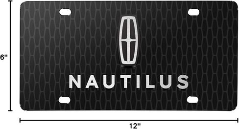iPick Image for Lincoln Nautilus 3D Logo on Front Grill Pattern Black Acrylic License Plate - Official Licensed in Saudi Arabia