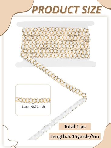 5M/5.47 Yard 1/2 inch(13mm) Polyester Metallic Lace Ribbon, Decorative Woven Gimp Fringe Trim for Costume Crafts Sewing Wedding Bridal Dress Decor Embellishments Gift Wrapping Supplies in Saudi Arabia