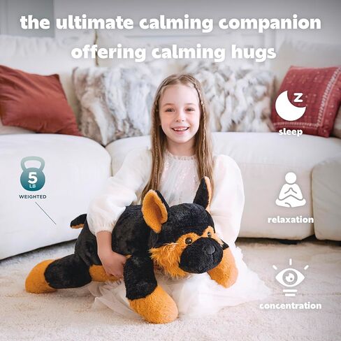 IKASA 5lbs Weighted Stuffed Animal German Shepherd Dog,26 inches Plush Toy Giant Large Big Jumbo Soft Puppy,Huge Size Cute Plushie,Gift for Kids in Kuwait