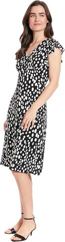 London Times Women's V-Neck Ruffle Sleeve Matte Jersey Dress Casual Summer Fun Easy Wear to Brunch in Saudi Arabia