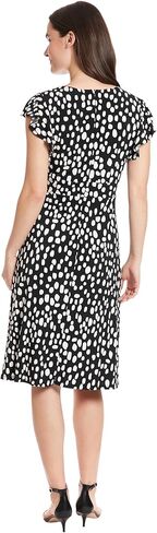 London Times Women's V-Neck Ruffle Sleeve Matte Jersey Dress Casual Summer Fun Easy Wear to Brunch in Saudi Arabia