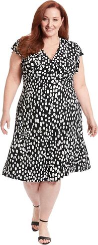 London Times Women's V-Neck Ruffle Sleeve Matte Jersey Dress Casual Summer Fun Easy Wear to Brunch in Saudi Arabia