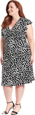 London Times Women's V-Neck Ruffle Sleeve Matte Jersey Dress Casual Summer Fun Easy Wear to Brunch in Saudi Arabia