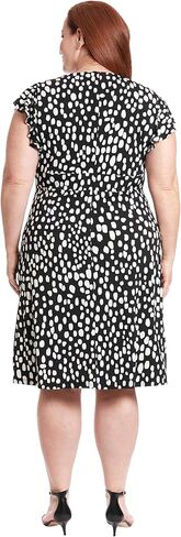 London Times Women's V-Neck Ruffle Sleeve Matte Jersey Dress Casual Summer Fun Easy Wear to Brunch in Saudi Arabia