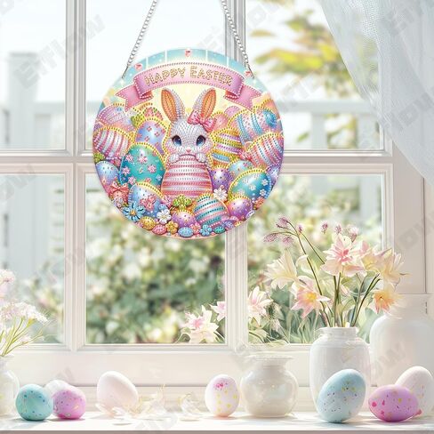 Eiflow DIY Hanging Diamonds Painting Owl Pendant Kit, 9.4x7.5inch Special Gem Art Painting Kit Ornament, Acrylic Diamond Art Board with Chain, Box Package in Kuwait