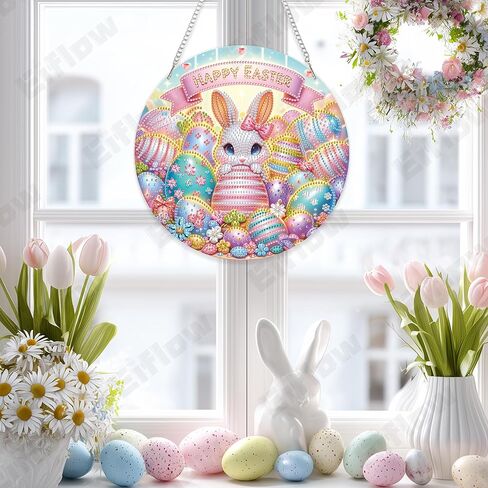 Eiflow DIY Hanging Diamonds Painting Owl Pendant Kit, 9.4x7.5inch Special Gem Art Painting Kit Ornament, Acrylic Diamond Art Board with Chain, Box Package in Kuwait