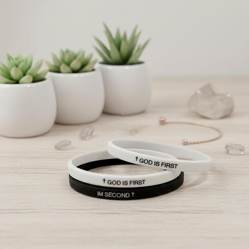 God Is First Bracelet Inspirational Bible Verses Bracelets for Men Women Christian Rubber Silicone Faith Gifts in Saudi Arabia