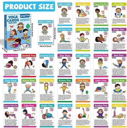 gisgfim Yoga Cards 30 Yoga Poses Fun Cartoon Workout Positions Flash Cards for Home Gym Use Beginners Advanced Learners Educational Activities Memory Game Promotes Mindfulness and Relaxation in Saudi Arabia